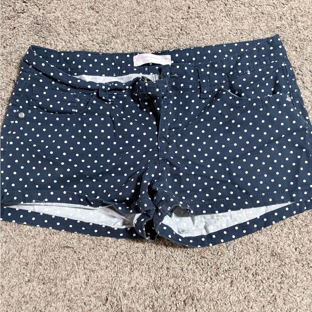 No Boundaries Navy Polka Dot Jean Shorts